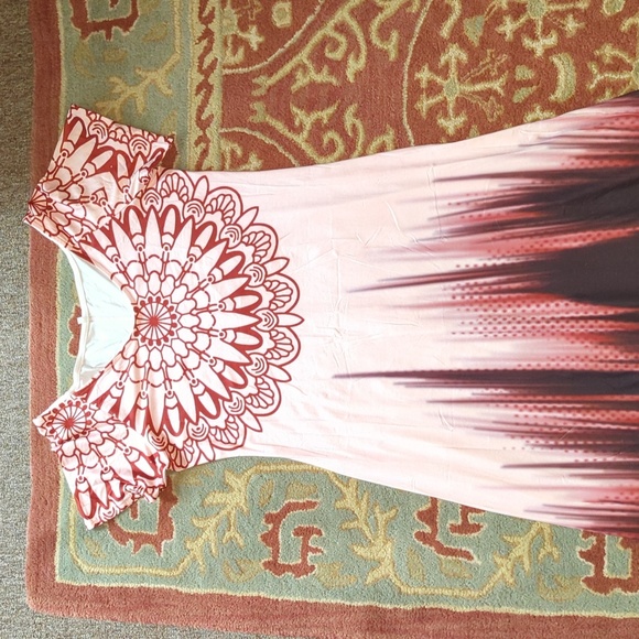 🌸 Boho Maxi Dress Festival Coverup Pink Red Tie Dye Ombre Beach L XL - Picture 15 of 16